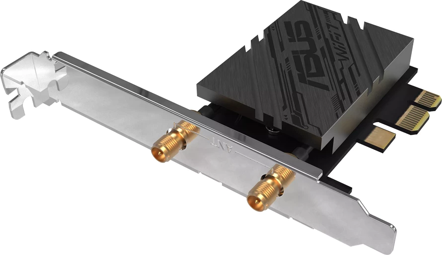 Kartelë rrjeti PCIe ASUS PCE-BE92BT BE9400, WiFi 7 Tri-Band 2.4/5/6GHz, Bluetooth 5.4, 2 antena, bazë magnetike, e zezë
