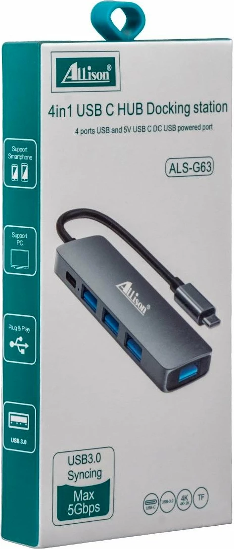 Hub USB-C 4-në-1 Docking Station për Lidhje Multi-Port – Allison ALS-G63