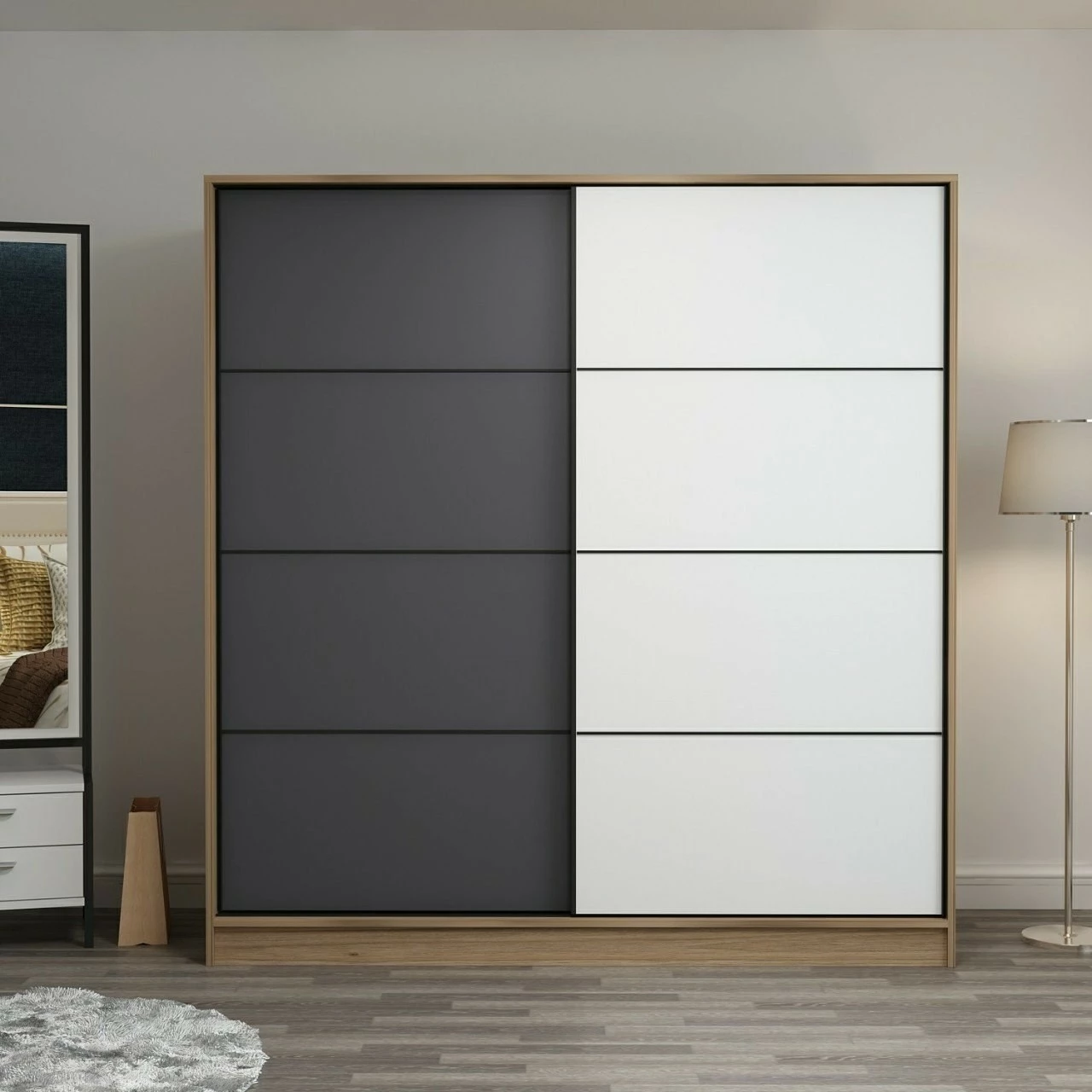Dollap Skye Decor, dore dhe antracit, 220x210x60cm, 6 pjesë