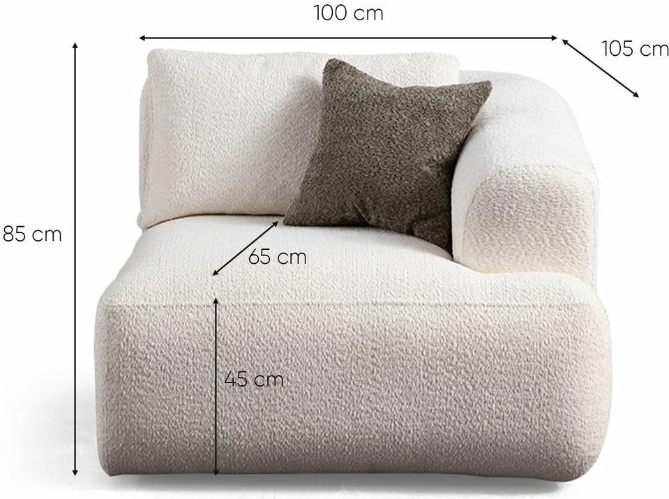 Divan treshe Atelier del Sofa, Sofia (L1 + O1 + 1R), i bardhë