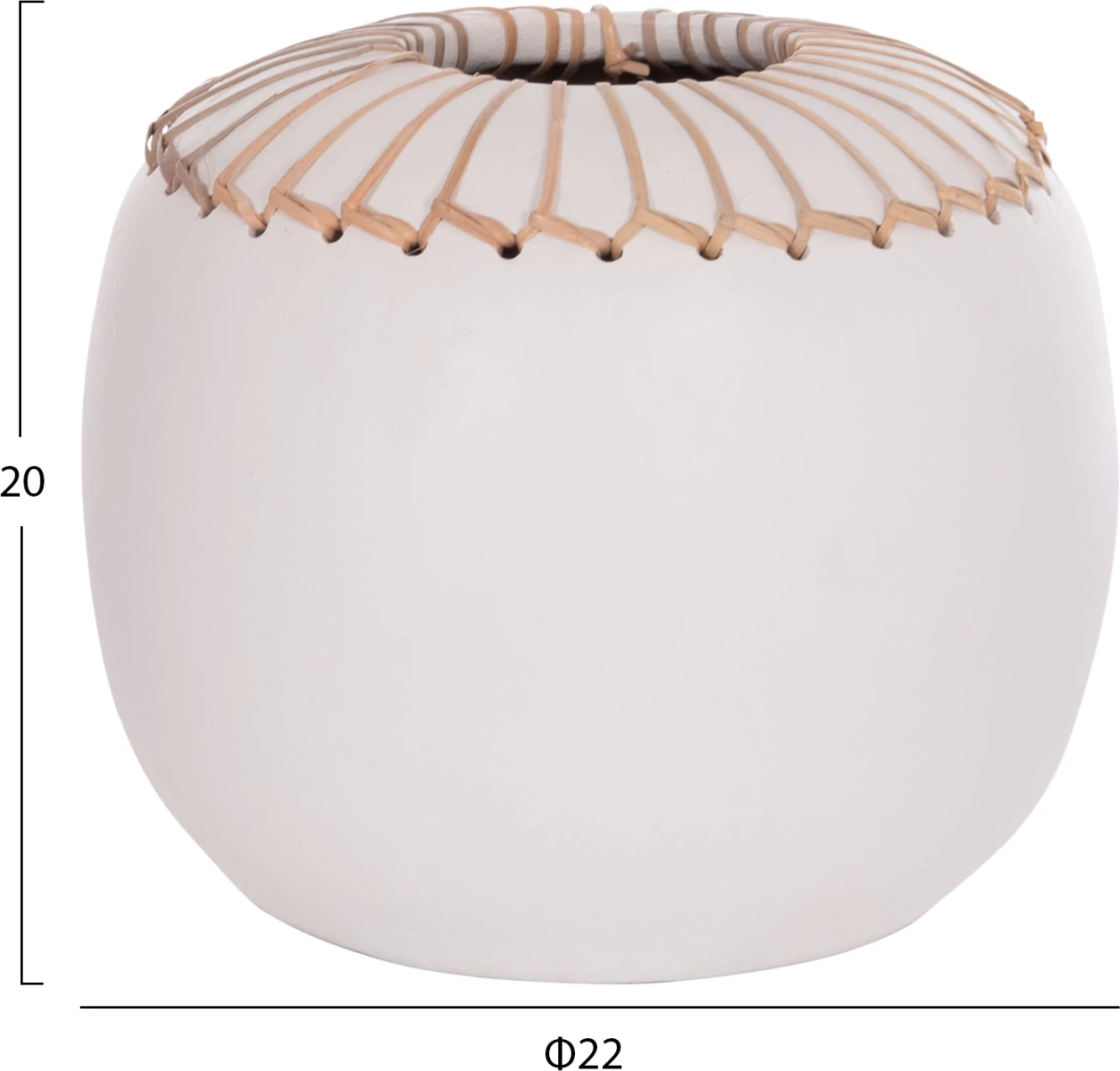 Vazo dekorative tavoline LENNOX, terrakotë, e bardhë, FH4675.02L, 22x20cm