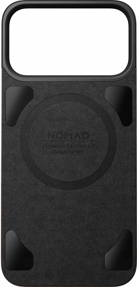 Mbështjellës magnetik prej lëkure Nomad Magnetic Leather Back për iPhone 17 Pro Max, kompatibil me MagSafe, lëkurë Horween, kafe rustike