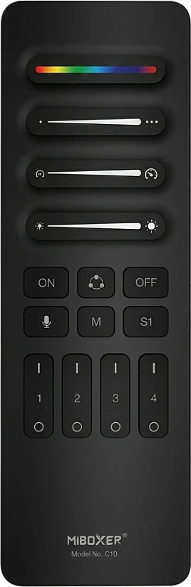 Telekomandë LED Pixel Miboxer C10, 2.4GHz, RGB/RGBW/RGB+CCT, 4 zona, e zezë