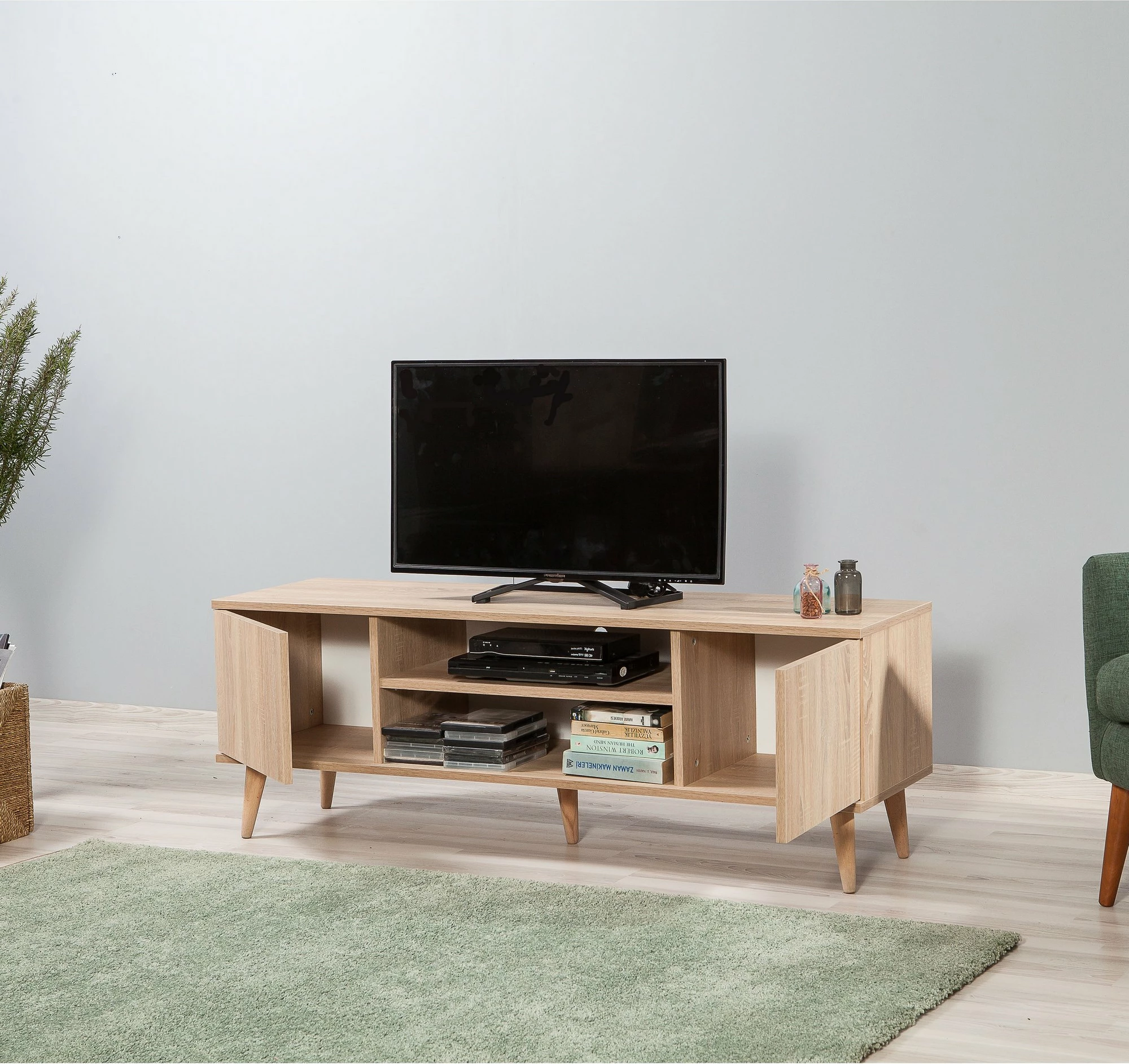 Komodë TV Skye Decor, ngjyrë lisi Sonoma, Truva-200