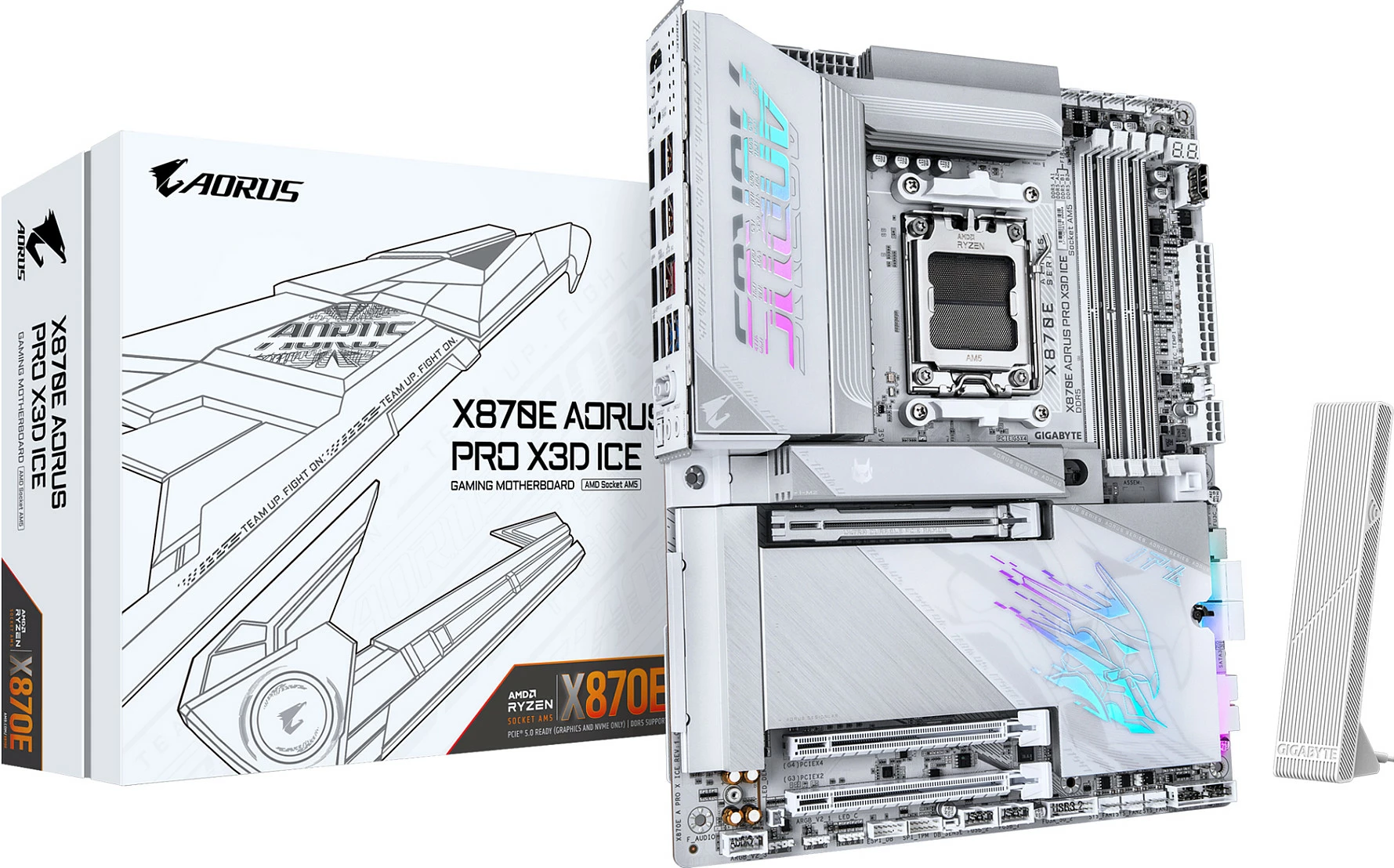 Pllakë amë Gigabyte X870E AORUS PRO X3D ICE, Socket AM5, DDR5, Wi‑Fi 7, ATX, e bardhë