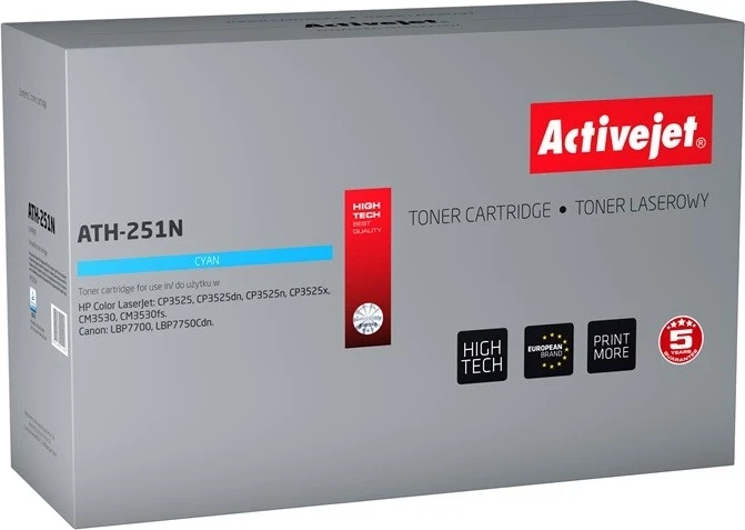 Toner Activejet ATH-251N, për HP 504A CE251A dhe Canon CRG-723C, Cian