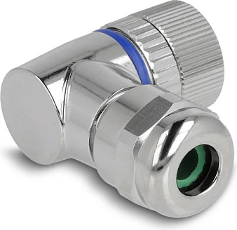Konektor DeLOCK M12 A-coded 4-pin femër 90°, metal, IP67, i zi/argjendtë