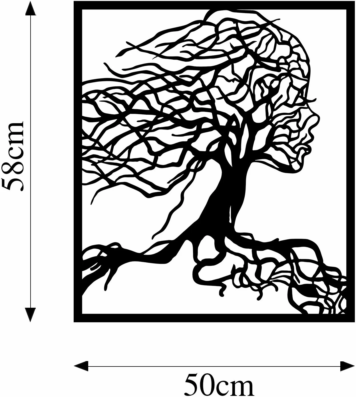 Aksesor dekorativ muri prej metali, Wallity, Gruaja pemë, 50x58cm