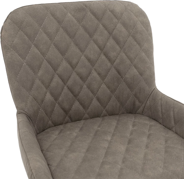 Karrige për bar Delicacy këmbë metalike të zeza-material ngjyrë gri-kafe antike