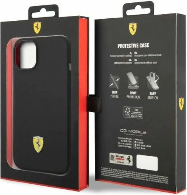 Kapak telefoni Ferrari FEHMSIP14SBK për iPhone 14, i zi