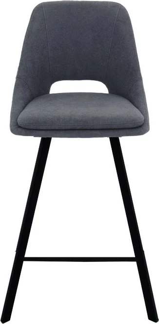 Karrige për bar Initiate, material teddy, ngjyrë gri e errët, këmbë metalike të zeza, 48x56x98cm (2 copë)