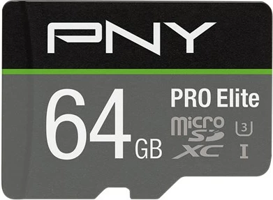 Kartelë memorie microSDXC PNY PRO Elite 64GB, Class 10 UHS-I U3, e zezë/gri