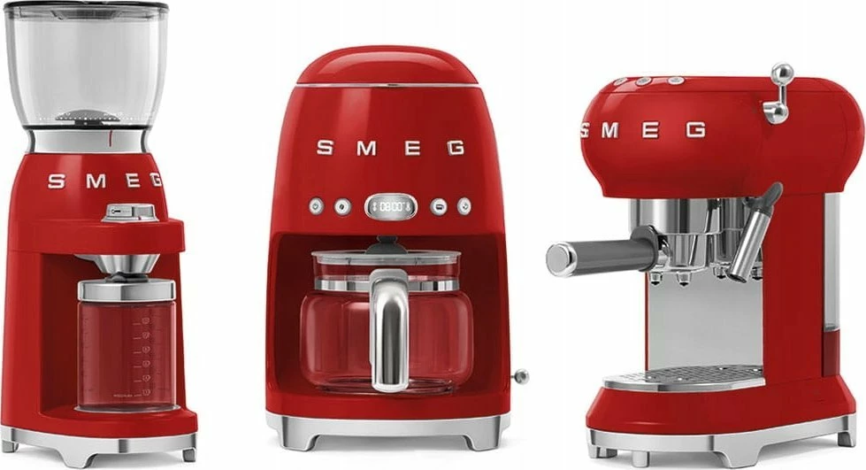 Mulli kafeje Smeg CGF11RDEU, 150 W, 30 nivele bluarjeje, 350 g, i kuq