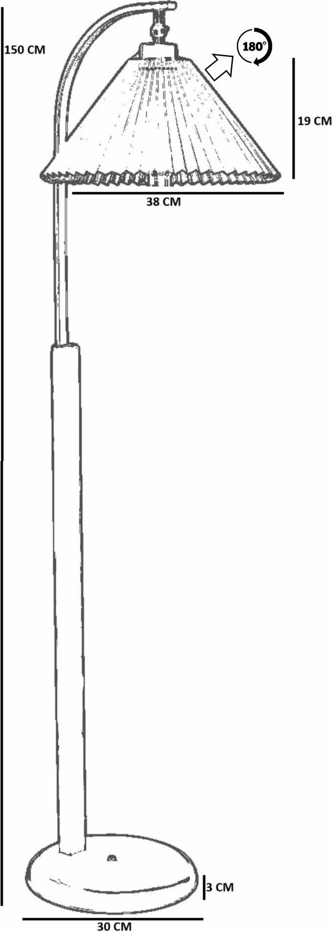 Llambë dyshemeje Opviq, e zezë dhe arre, 8953-2, 150cm