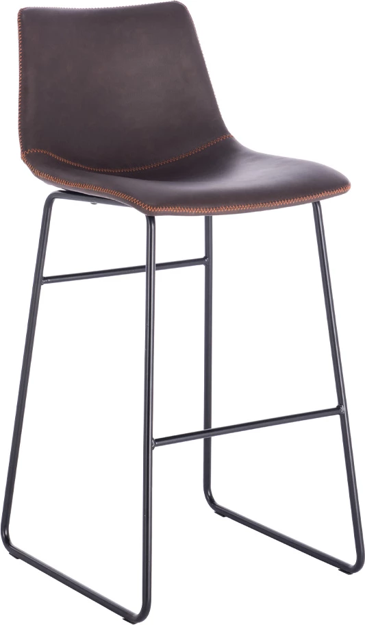 Karrige për bar Nuevo XL, lëkurë ngjyrë kafe antike, metal i zi, 47x57x100