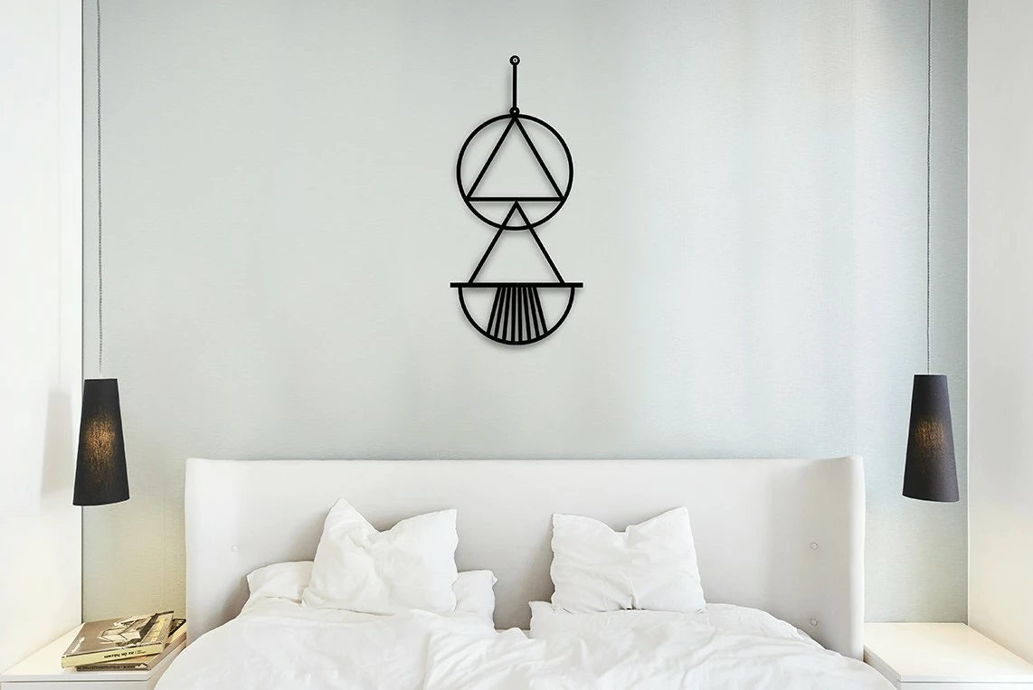 Aksesor dekorativ metalik për mur, dizajn abstrakt, Wallity, ngjyrë e zezë, 30x70cm