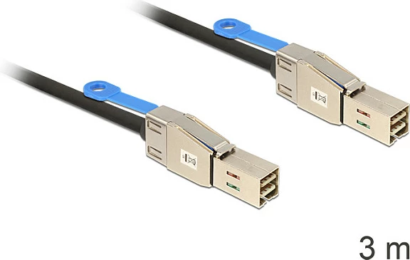 Kabllo Mini SAS HD DeLOCK 83396, SFF-8644 në SFF-8644, 3 m, Male/Male, zezë/argjendtë
