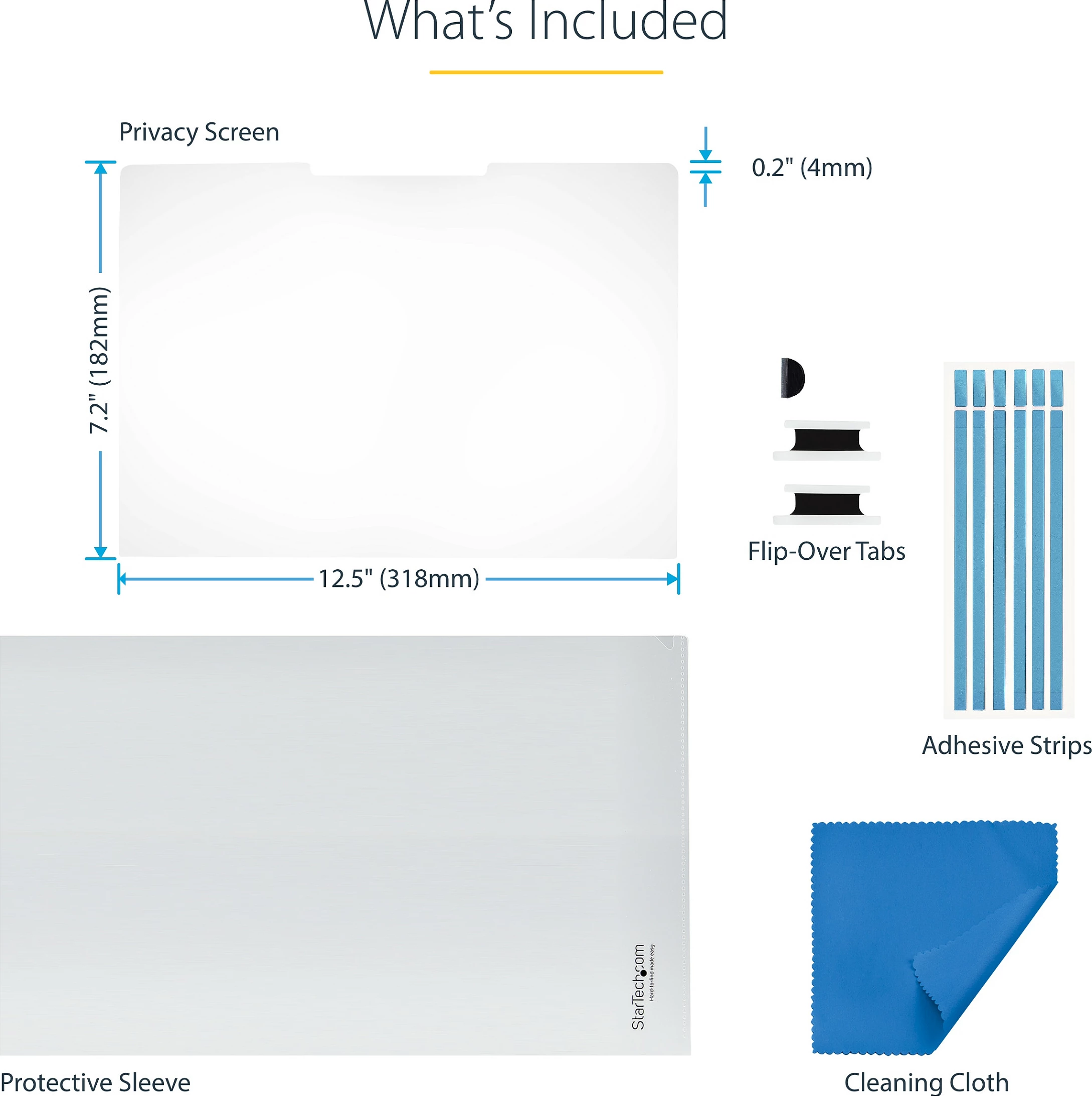 Filtër privatësie për ekran laptopi StarTech 14" 16:9, flip-over, touch, anti-glare, 51% blue light, i zi
