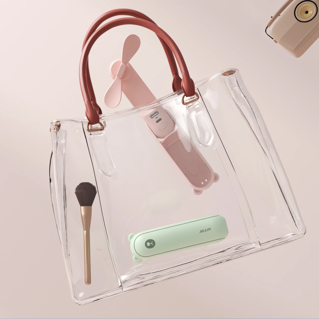 Ventilator dore Jisulife Life8 2000mAh 3-në-1 (power bank + dritë LED) USB-C i palosshëm, i gjelbër