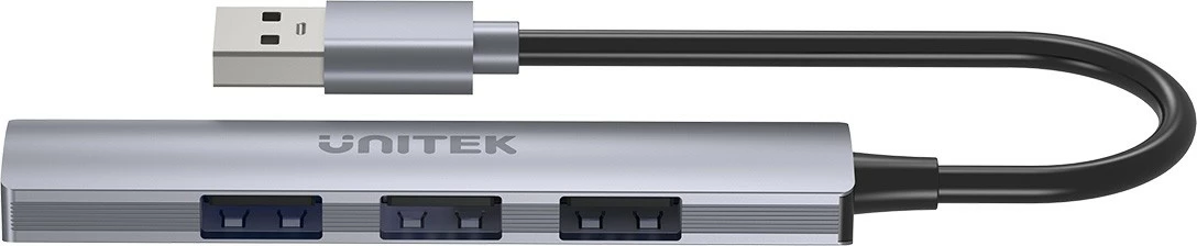 Hub USB Unitek H1208A, 4 porta USB-A (1x 5 Gbps, 3x 480 Mbps), alumini, argjendtë