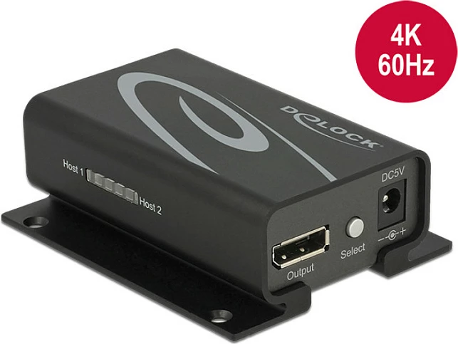 Switch DisplayPort DeLOCK 1.2, 2x DP IN në 1x DP OUT, 4K, me telekomandë, i zi