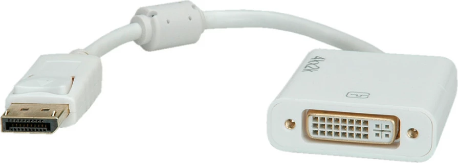 Kabllo adapter DisplayPort në DVI-D ROLINE 12.03.3136, 0.15 m, 4K, e bardhë