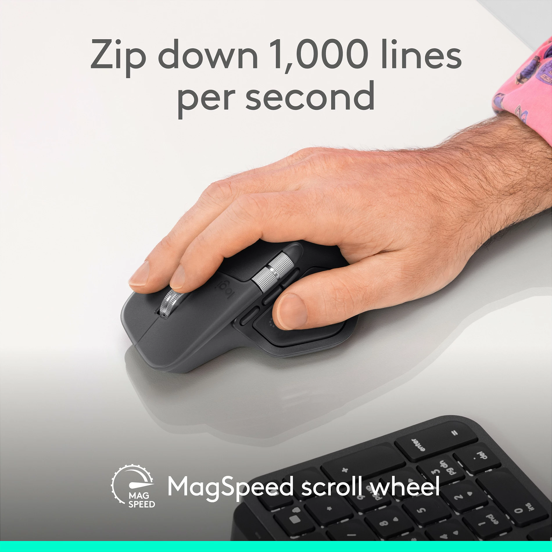 Maus Logitech MX Master 4 for Business, pa kabllo RF + Bluetooth, 8000 DPI, Logi Bolt, grafit