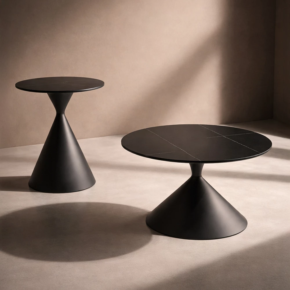 Set tavolinash kafeje LAVA, 2 copë, e zezë, 70x70x40cm