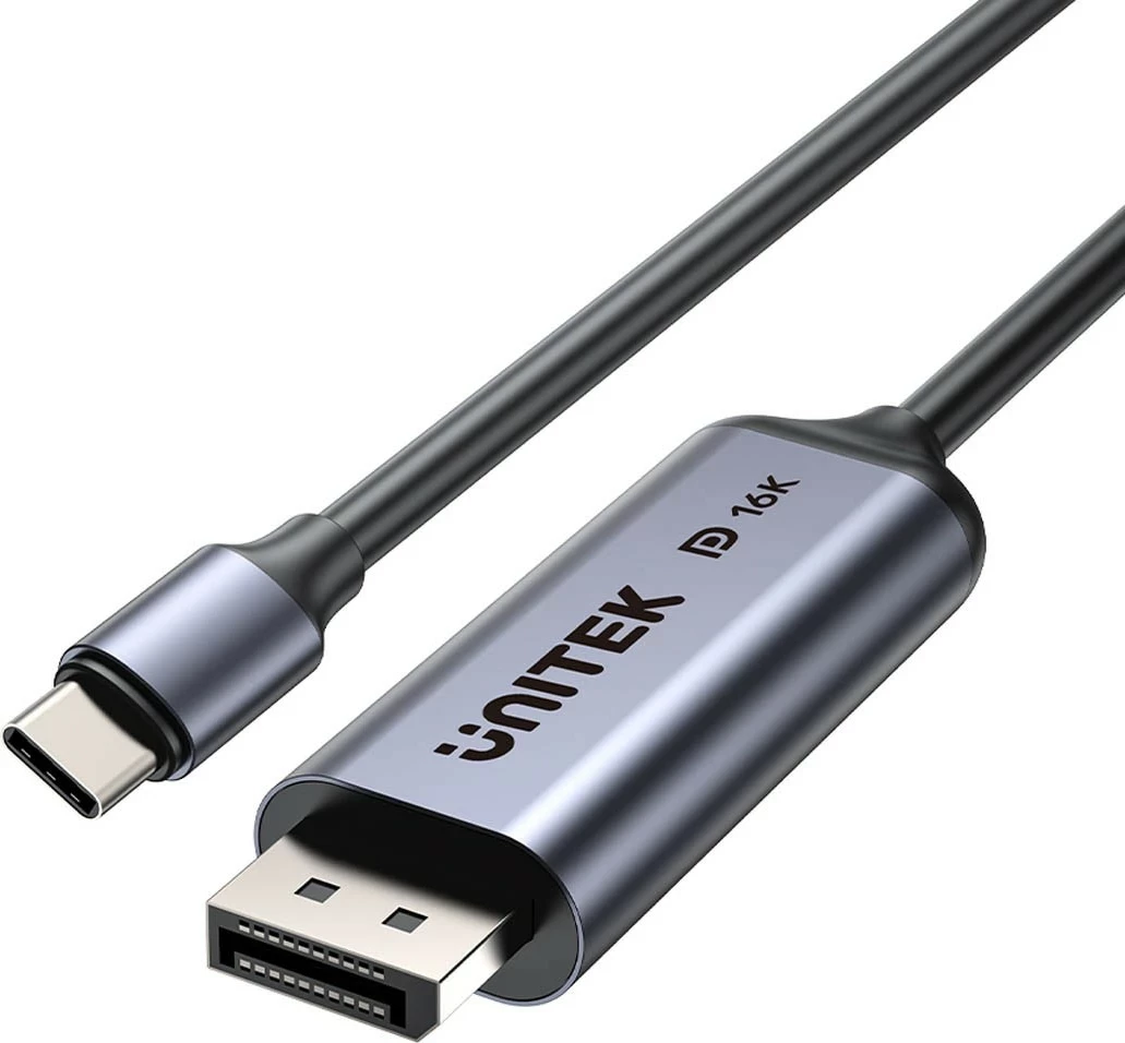 Kabll Unitek USB-C në DisplayPort, 1.8m, 80Gbps, HDR, 16K/8K, gri