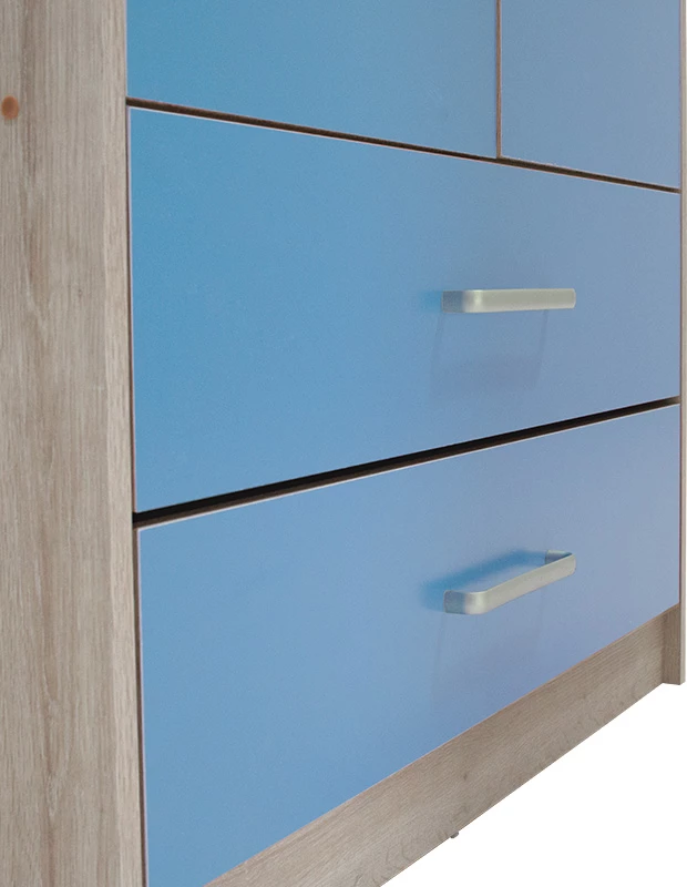 Dollap për fëmijë Looney me 2 dyer dhe sirtarë, ngjyrë castillo-blu, 81x57x183