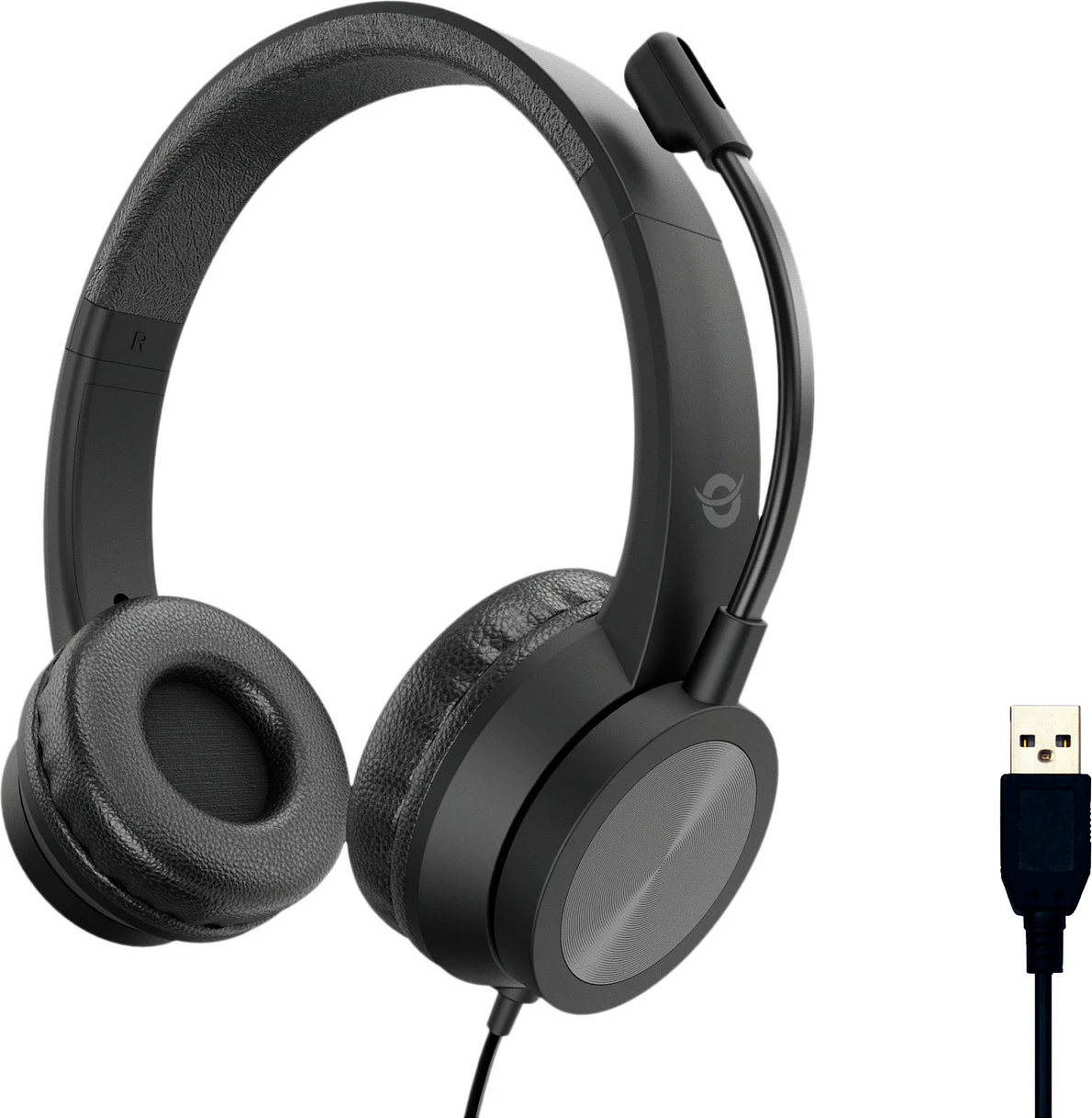 Kufje Conceptronic USB-A, mikrofon, 2m, e zezë