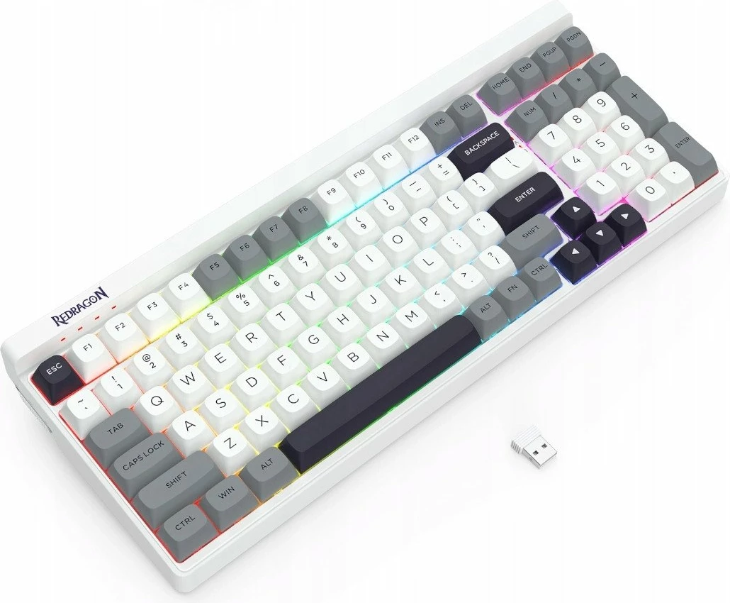 Tastierë mekanike gaming Redragon Garen Pro K656WGB-RGB-PRO 100% Wireless/Wired RGB 4000mAh (US layout), bardhë-hirtë