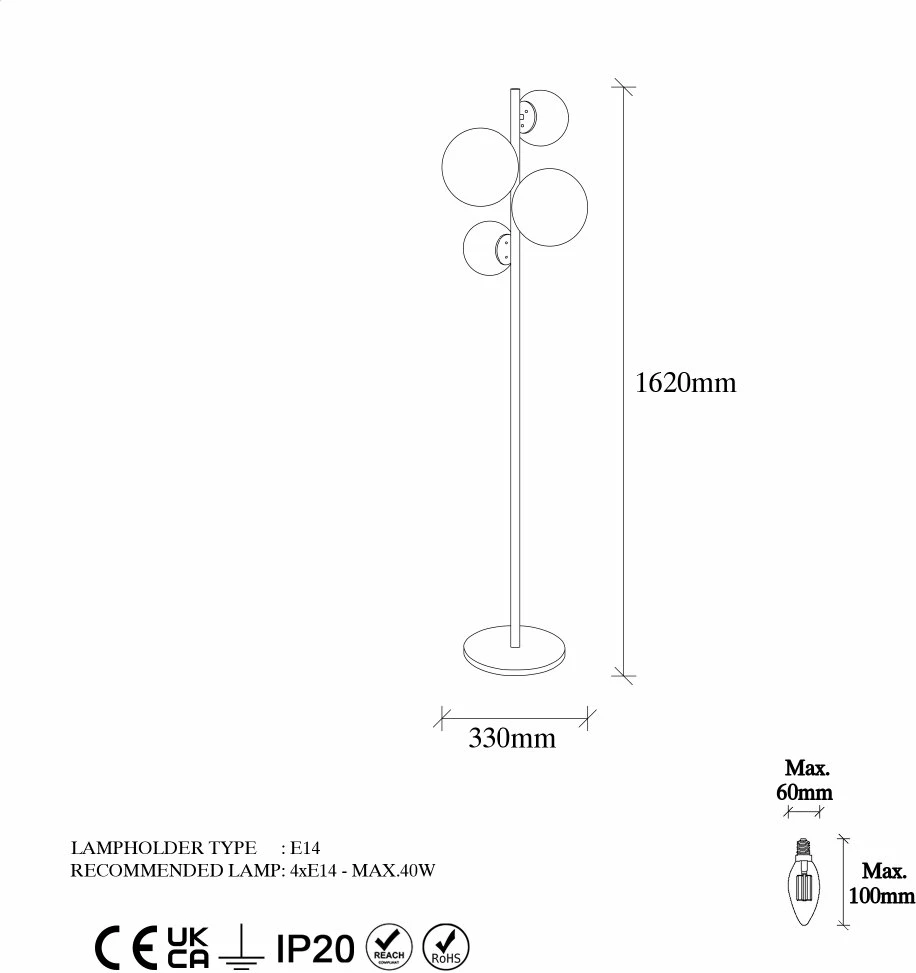 Llambë dyshemeje Opviq, Fazli - 10522, ngjyrë e zezë