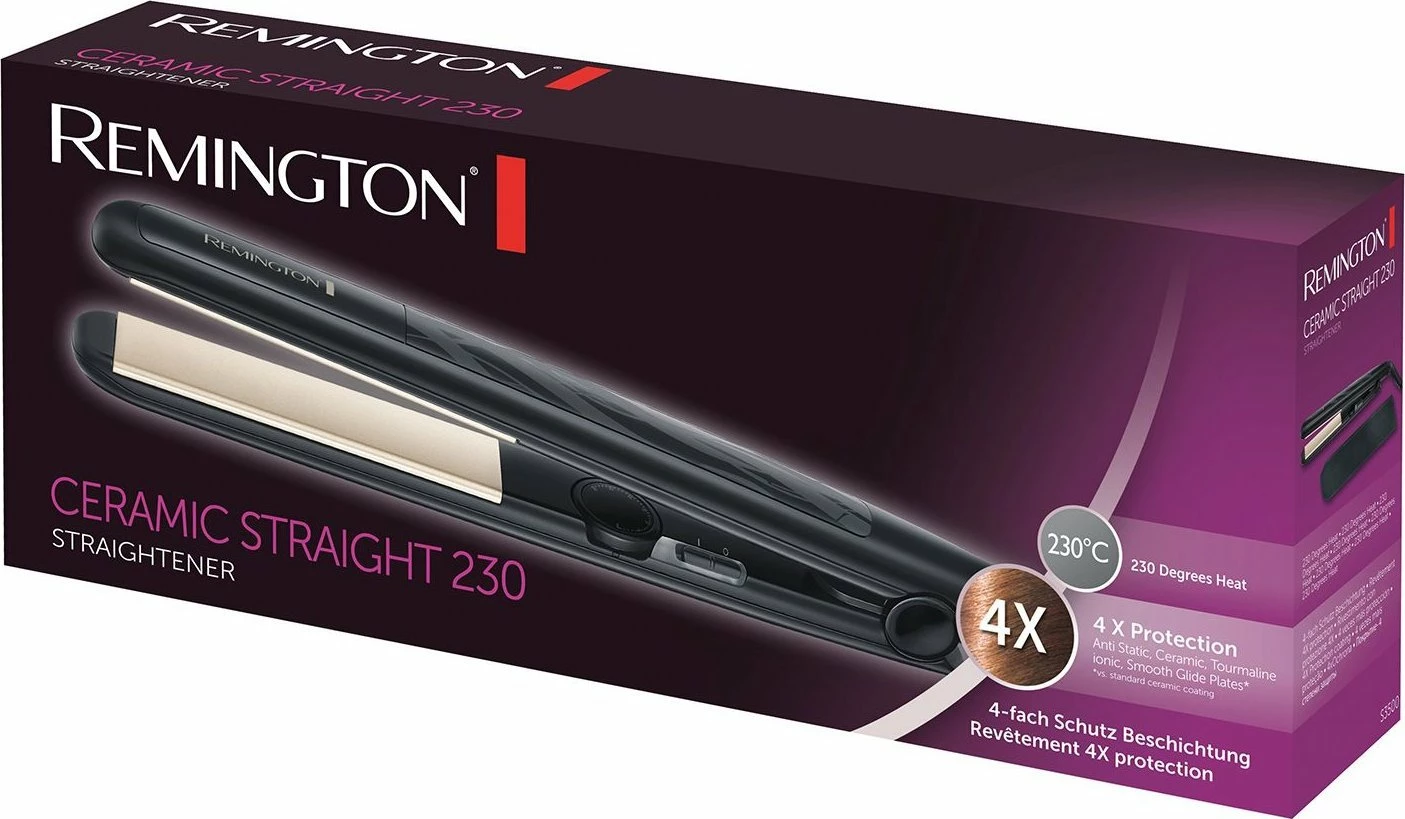 Drejtues flokësh Remington S3500 Slim230, pllaka qeramike, 230°C, jonizim, ngrohje 15 s, i zi
