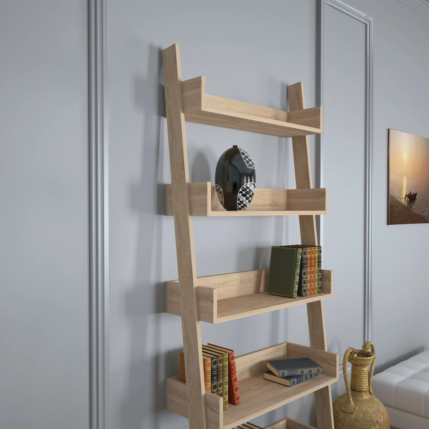 Raft librash Hanah Home, ngjyrë lisi e çelët