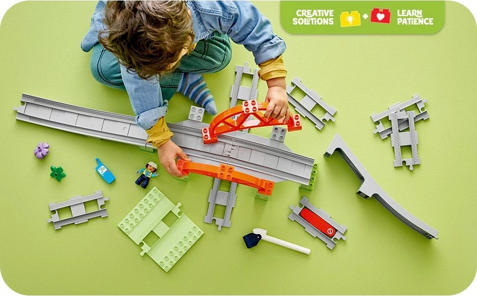 Set ndërtimi LEGO DUPLO 10426, ura treni dhe shina, 42 pjesë, multikolor