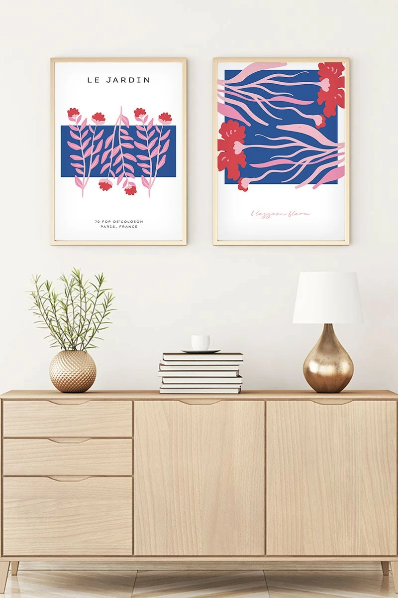 Pikturë dekorative me kornizë, MDF, shumëngjyrëshe, 2 copë, Wallity, Huhu170, 35x50cm