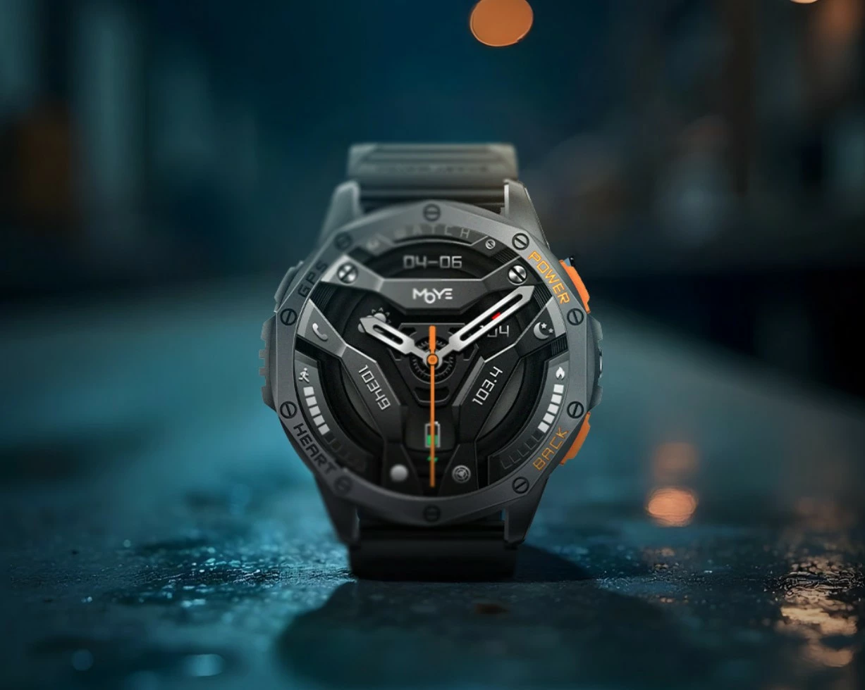 Smartwatch Moye Nav X Pro GPS 1.43\" AMOLED IP68 Bluetooth 5.3, e zezë/portokalli