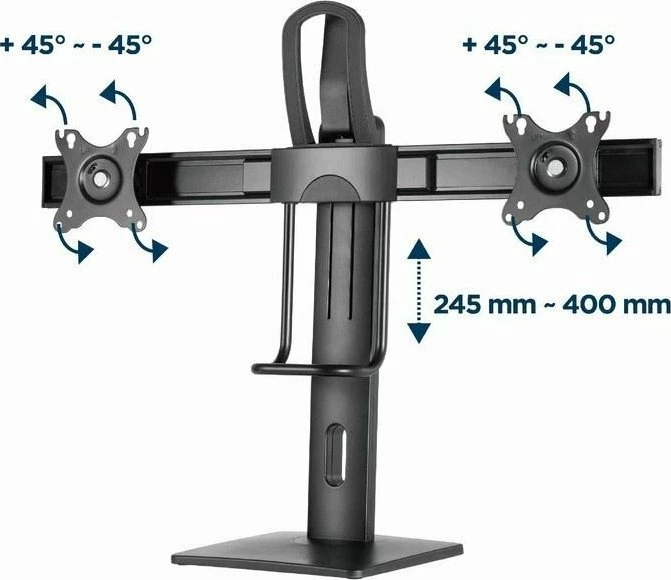 Mbajtës desktopi për 2 monitorë Gembird MS-D2-01 17"-27" VESA 75x75/100x100 max 6 kg, i zi