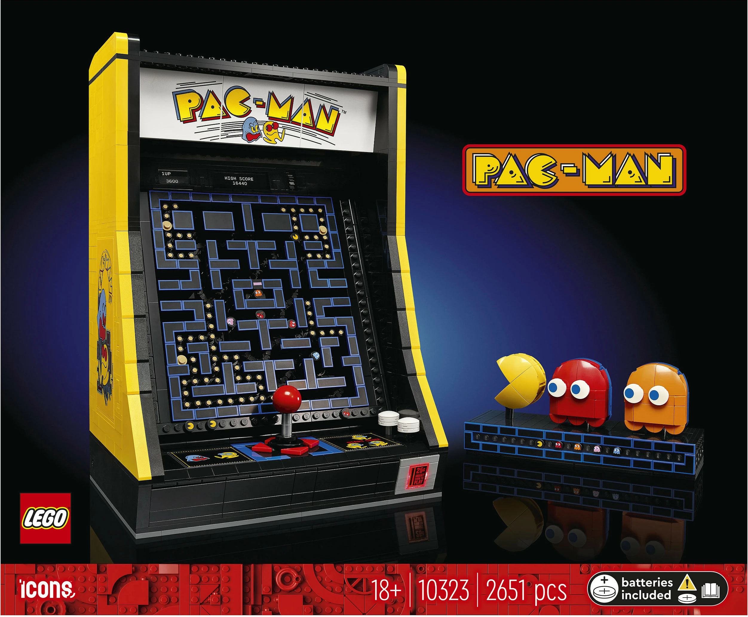 Set ndërtimi LEGO Icons PAC-MAN Arcade 10323, 2651 pjesë, multikolor