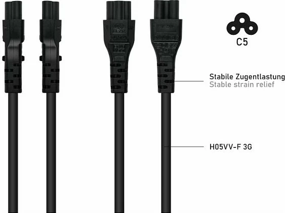 Kablë rryme Kabelmeister Type L (Itali) në IEC C5, 1.8m, e zezë