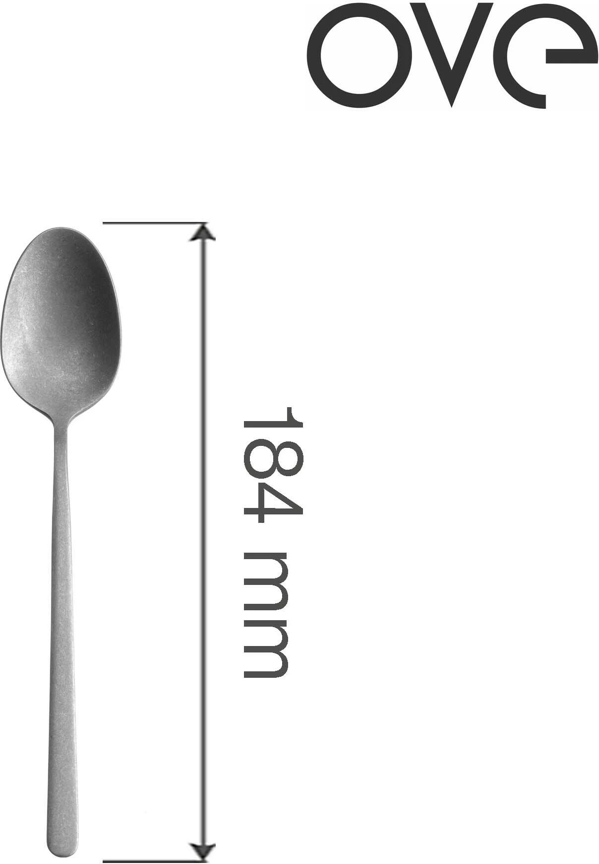 Lugë ëmbëlsire OVE Amarone Vintage 184 mm, çelik inox 18/10, set 12 copë, argjend mat