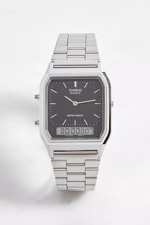 Orë dore Casio AQ-230A-1DMQ, e argjendtë/zezë