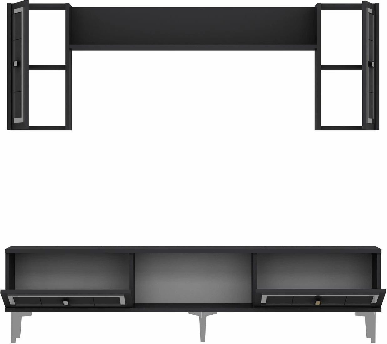Komodë TV Skye Decor, orion, antracit, argjend