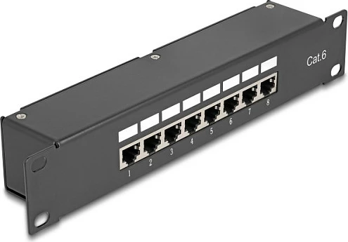 Patch panel DeLOCK 10", Cat6, 8 porta RJ45, 1U, i zi