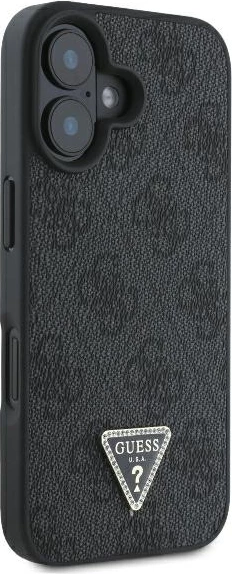 Mbështjellës Guess Crossbody 4G Metal Logo për iPhone 16, i zi, me rrip