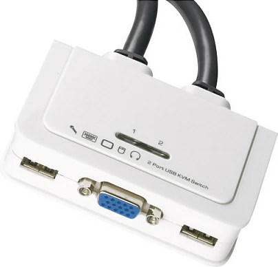Switch KVM EFB Elektronik 2-Port VGA/USB me Audio, 0.9m, i bardhë