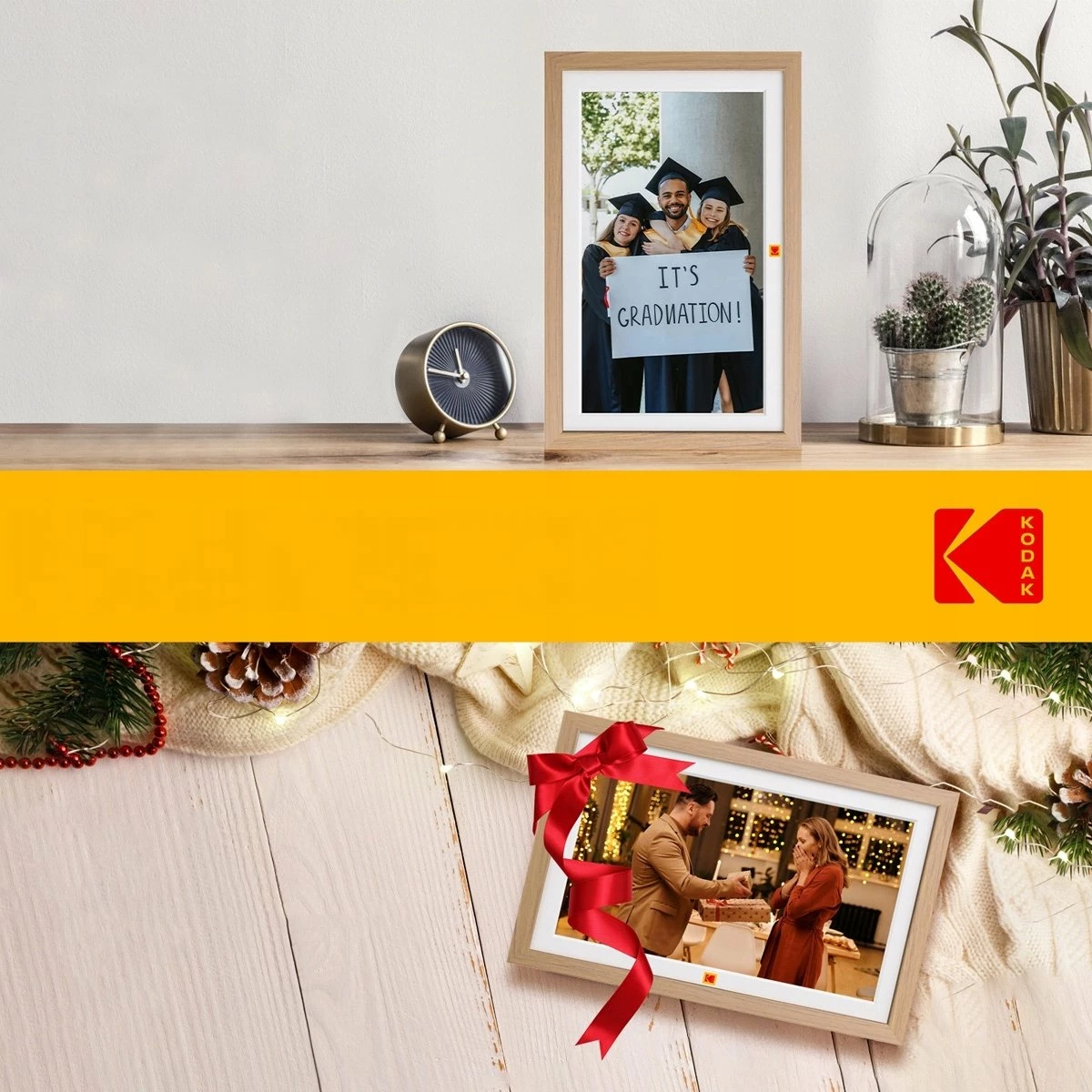 Kornizë digjitale fotografish Kodak RCF-1561W 15.6\" Full HD 32GB Wi‑Fi Touch, kafe (burlywood)