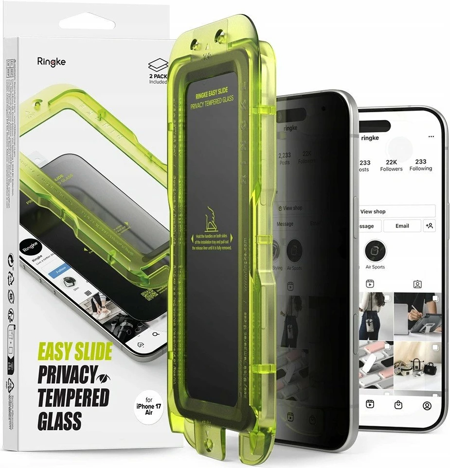 Xham privatësie Ringke Easy Slide për Apple iPhone 17 Air, 2 copë