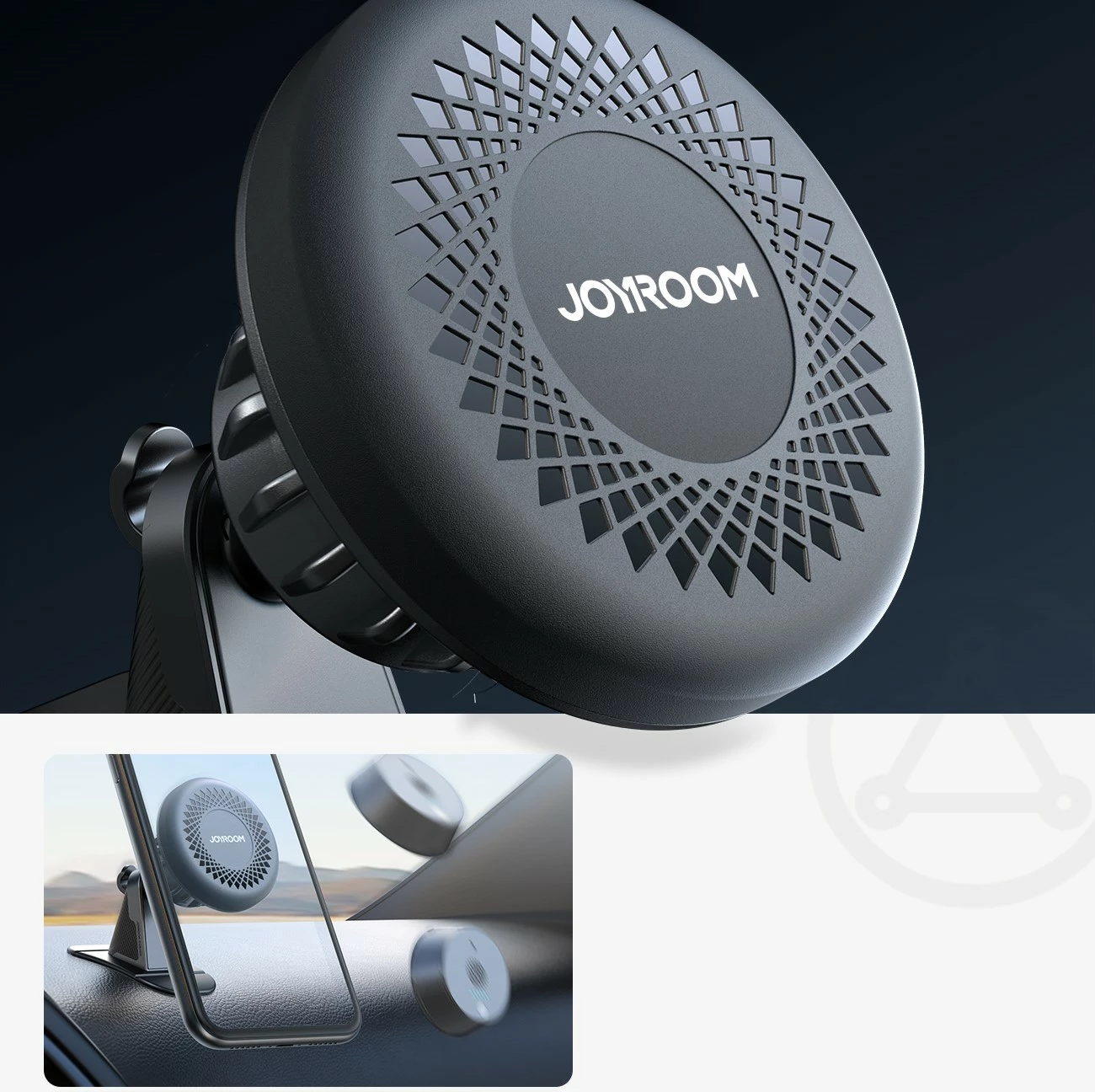 Mbështjellës magnetik Joyroom JR-ZS356 për telefon, për panel të makinës, gri e errët
